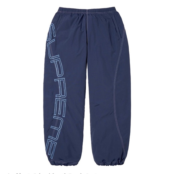 Supreme  spell out embroidered Dark Blue Logo Track Pants - Picture 1 of 10